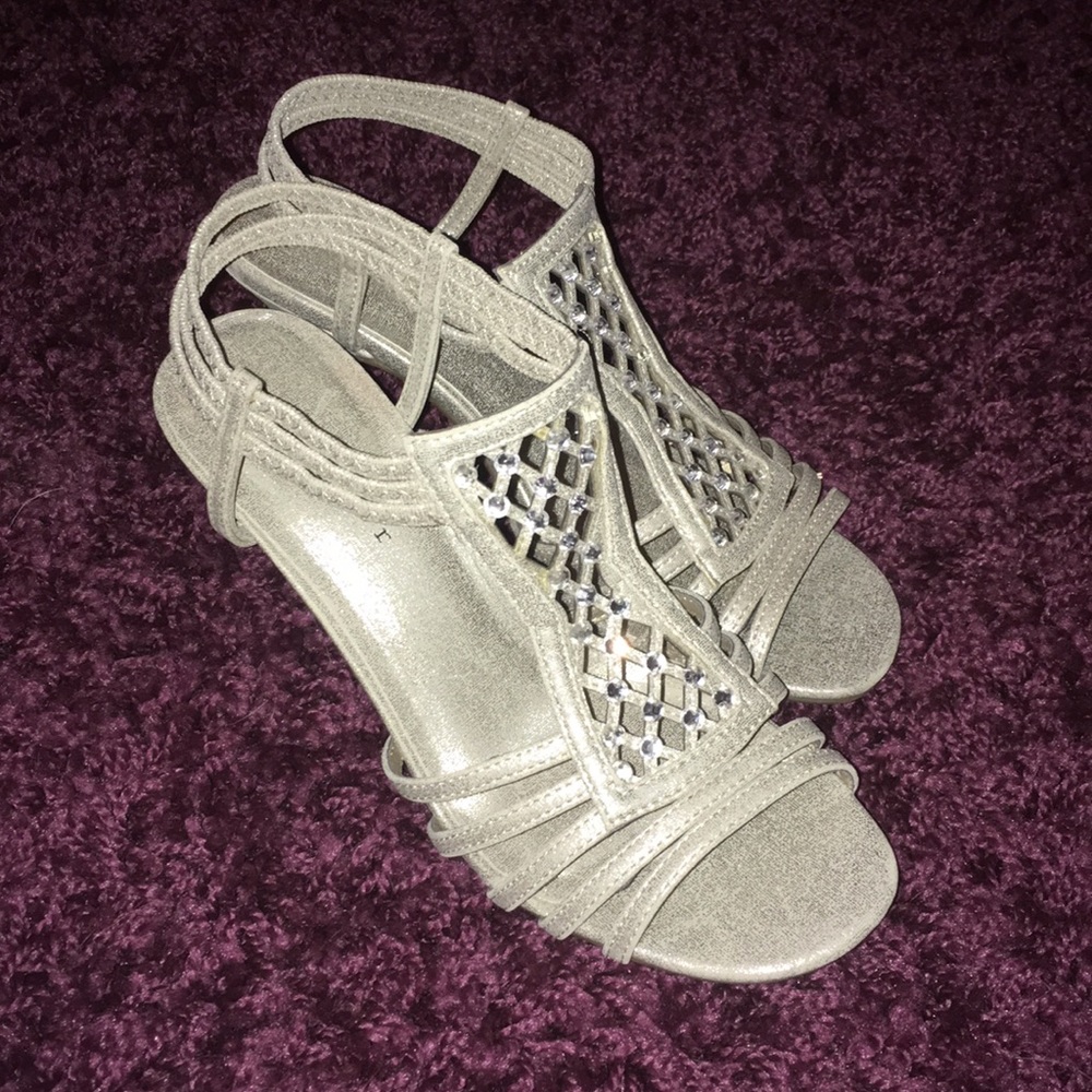 Jeweled Silver Heels